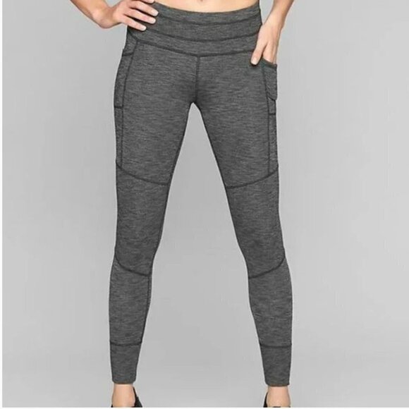 Athleta Excursion Heathered Black Gray Tight Legging size Small - Picture 1 of 11